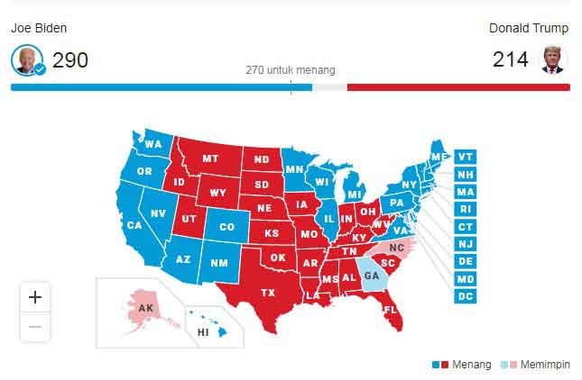 Hasil pemilu Presiden AS dari The Associated Press